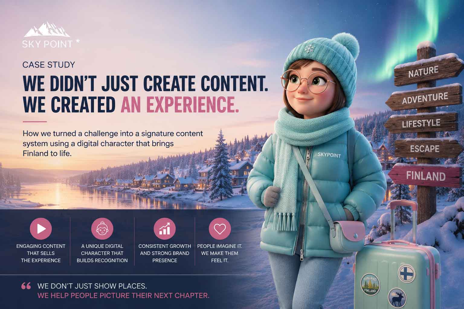 Sky Point case study cover — Finland digital character